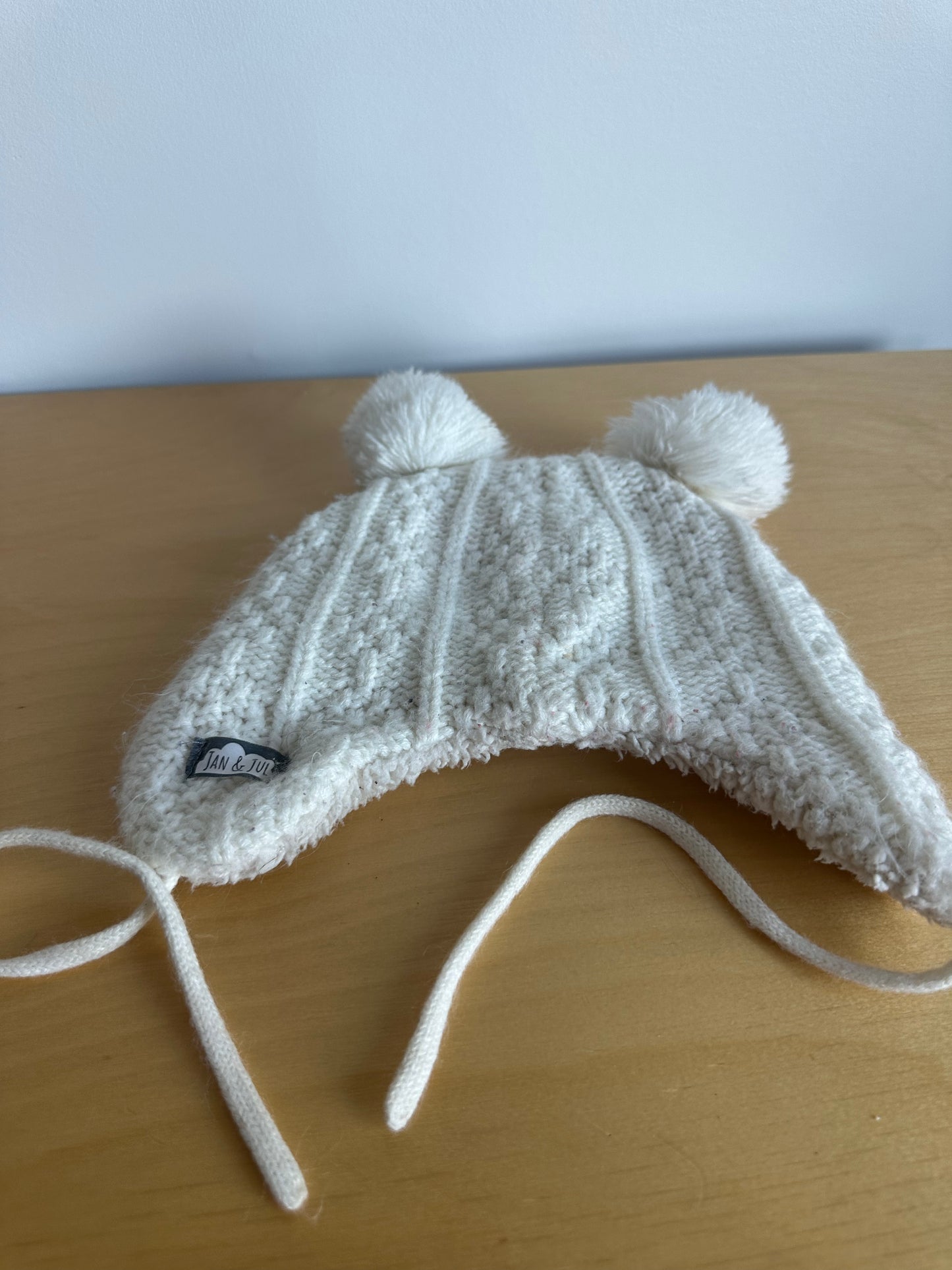 Jan & Jul Strap White Ear Toque / 0-6m