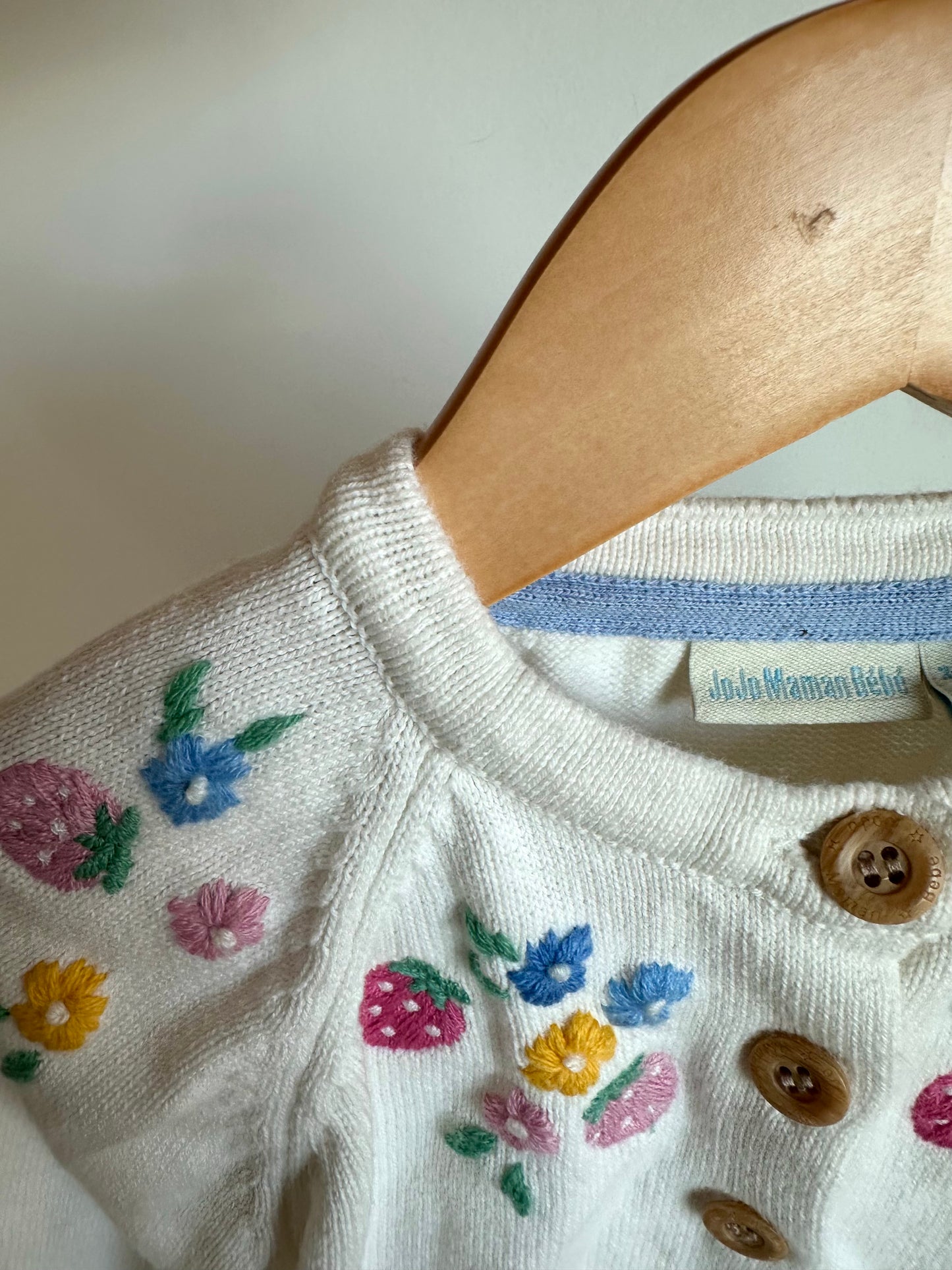 Strawberry Embroidered Cardigan / 3-4T