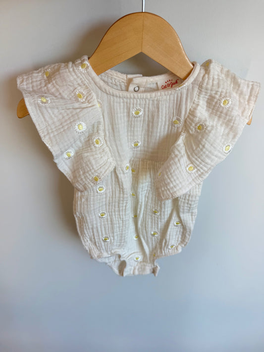 Daisy Ruffle Bubble Romper / 12m