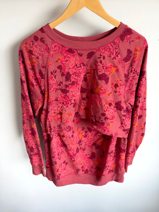 Floral Fuchsia Nursing Sweater / Med (No Shipping)
