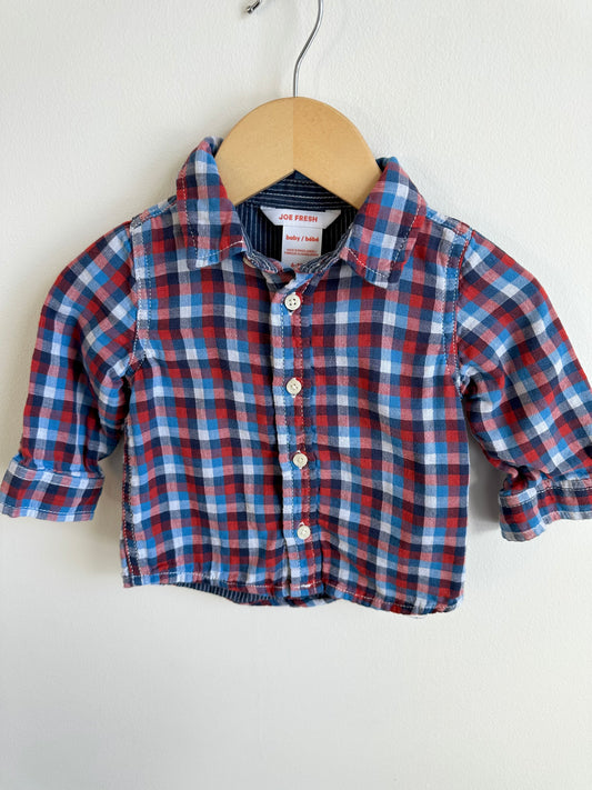 Collared Blue + Red Plaid Top / 6-12m