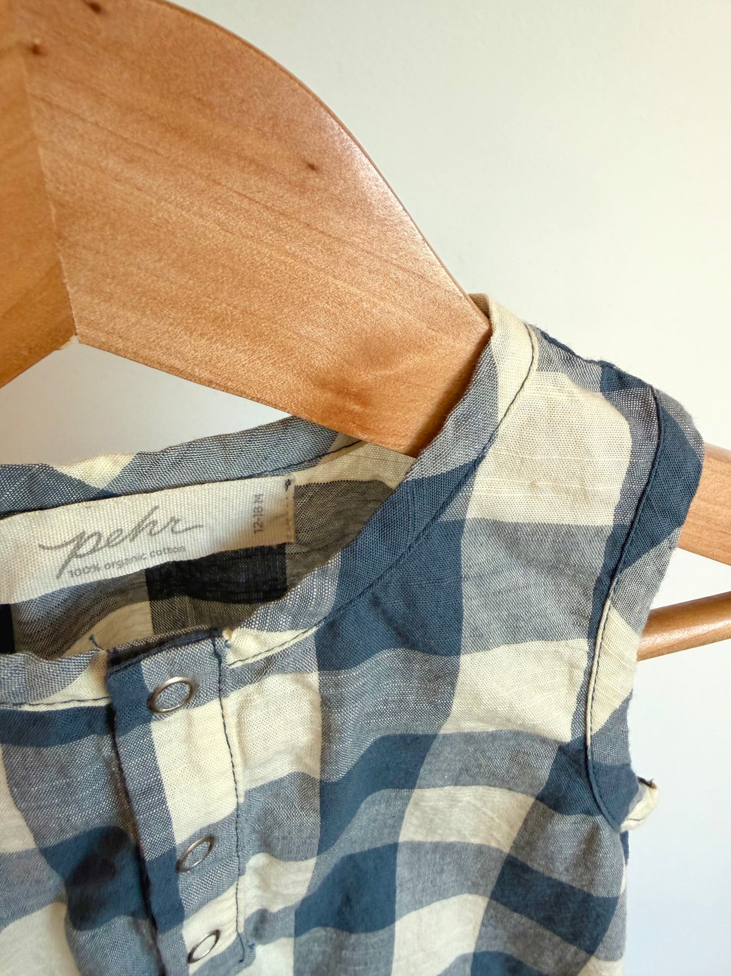 Pehr Checkered Pocket Bubble Romper / 12-18m