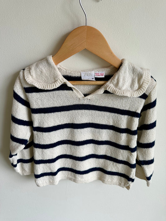 Zara Striped Collared Sweater / 12-18m