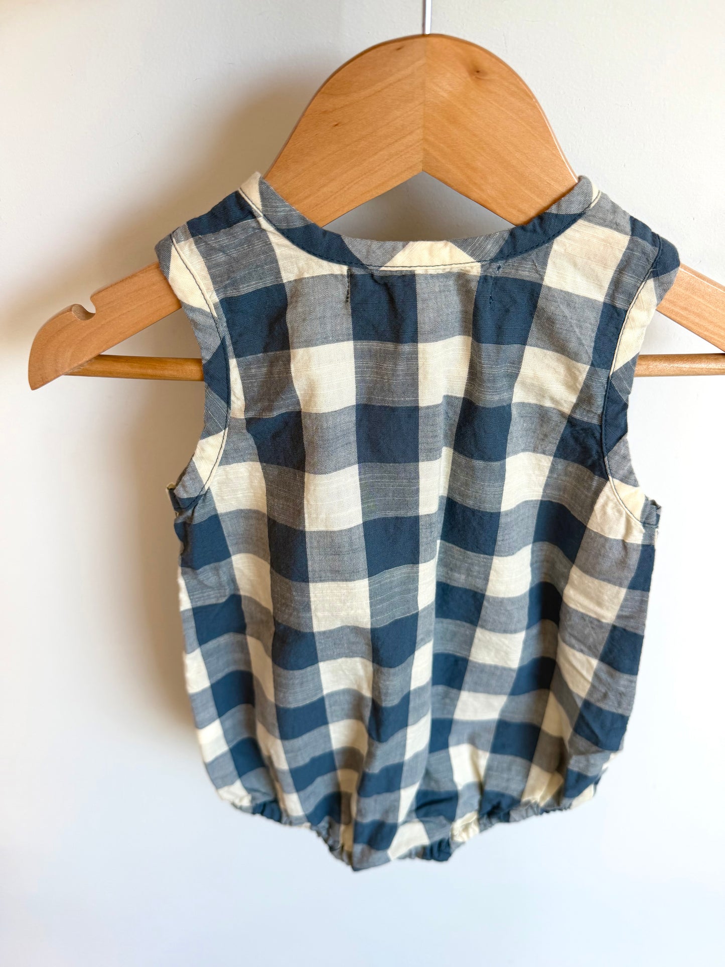 Pehr Checkered Pocket Bubble Romper / 12-18m