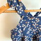 Ladybug Floral Blue Overall Romper / 12m