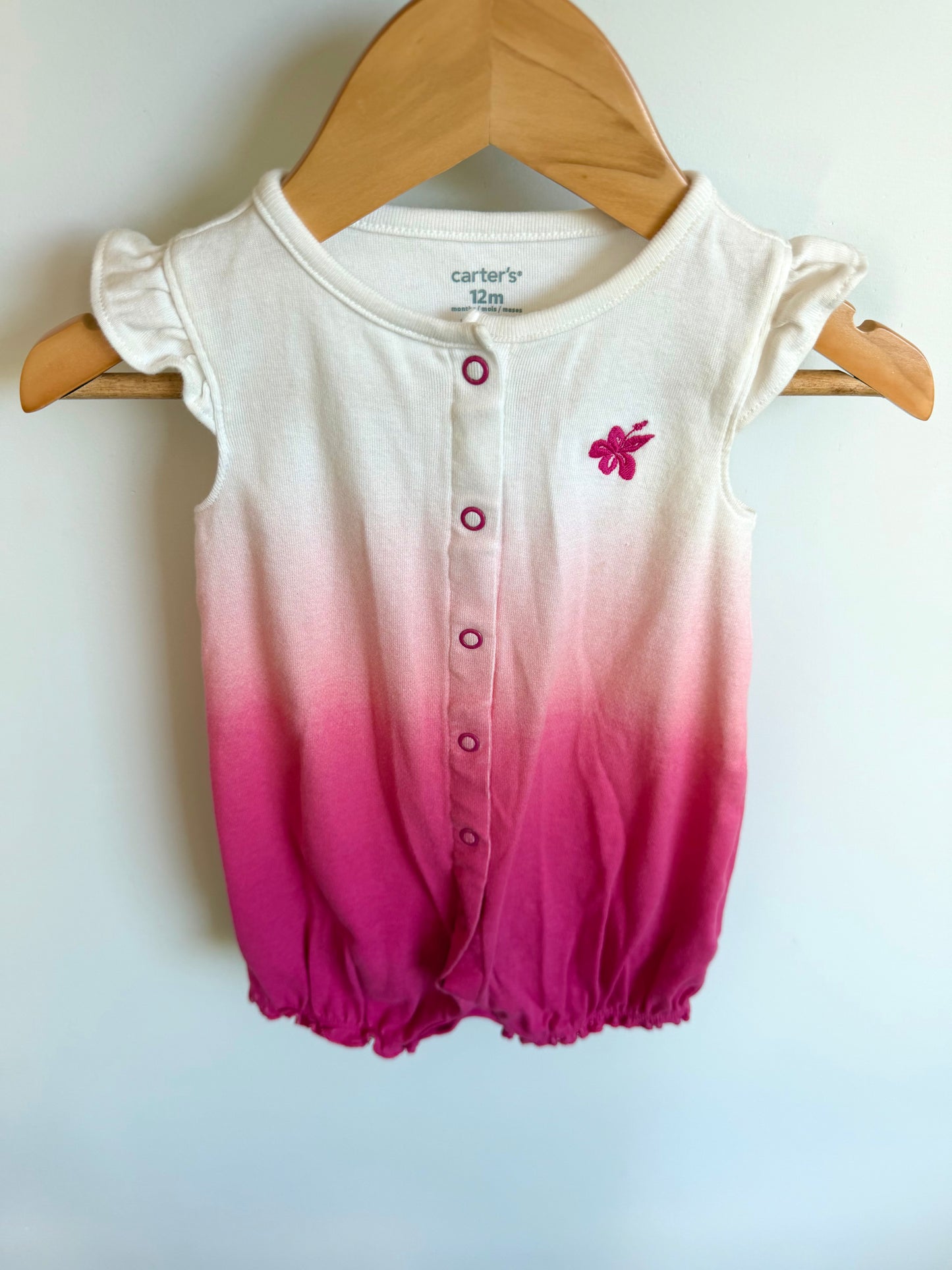 Ombre Pink White Romper / 12m