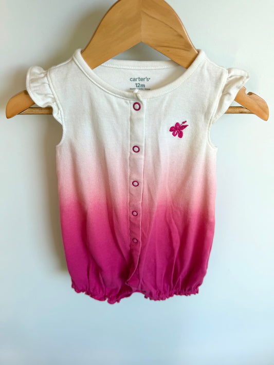 Ombre Pink White Romper / 12m