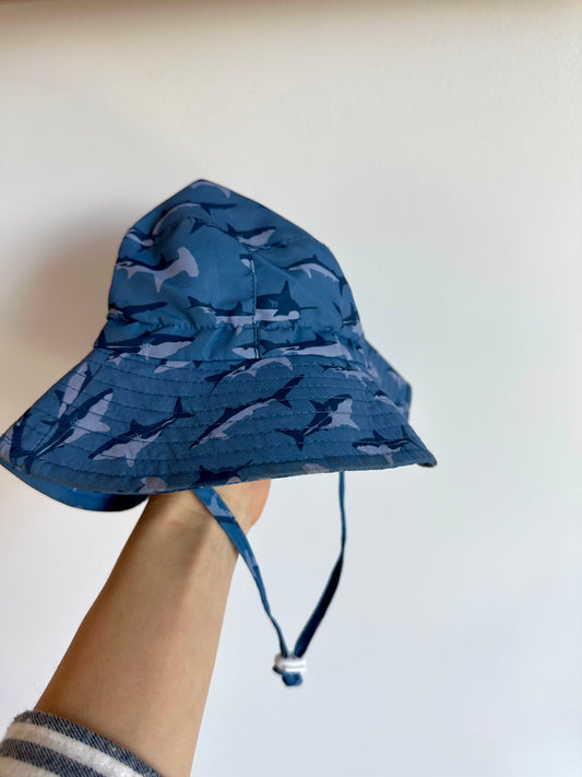 Blue Shark Bucket Strap Hat / 0-6m (Small)