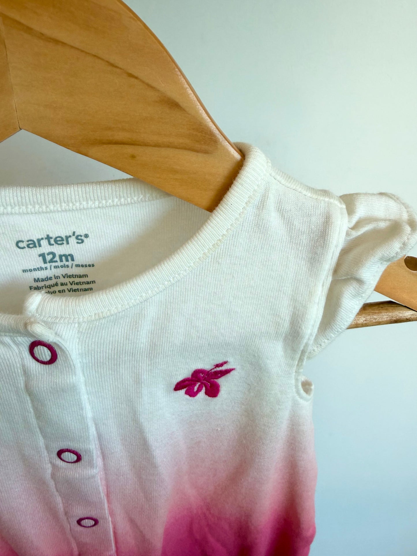 Ombre Pink White Romper / 12m