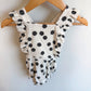 White with Black Flowers Bubble Overall Romper / 12m