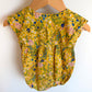 Yellow Floral Bow Bubble Romper / 12-18m