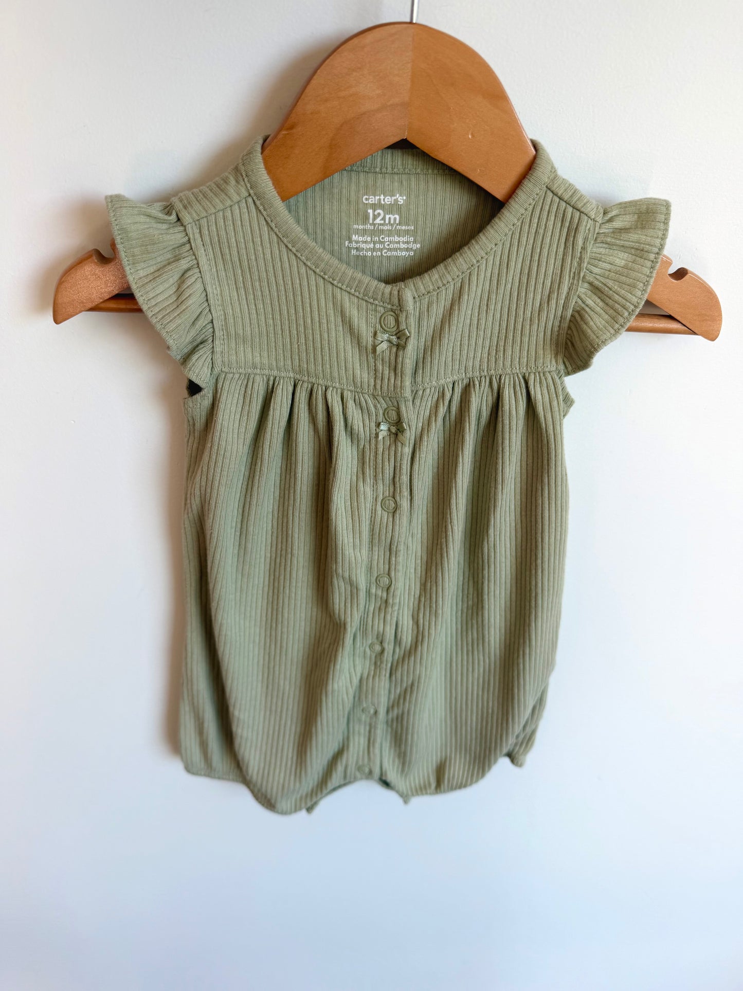 Sage Ribbed Romper / 12m