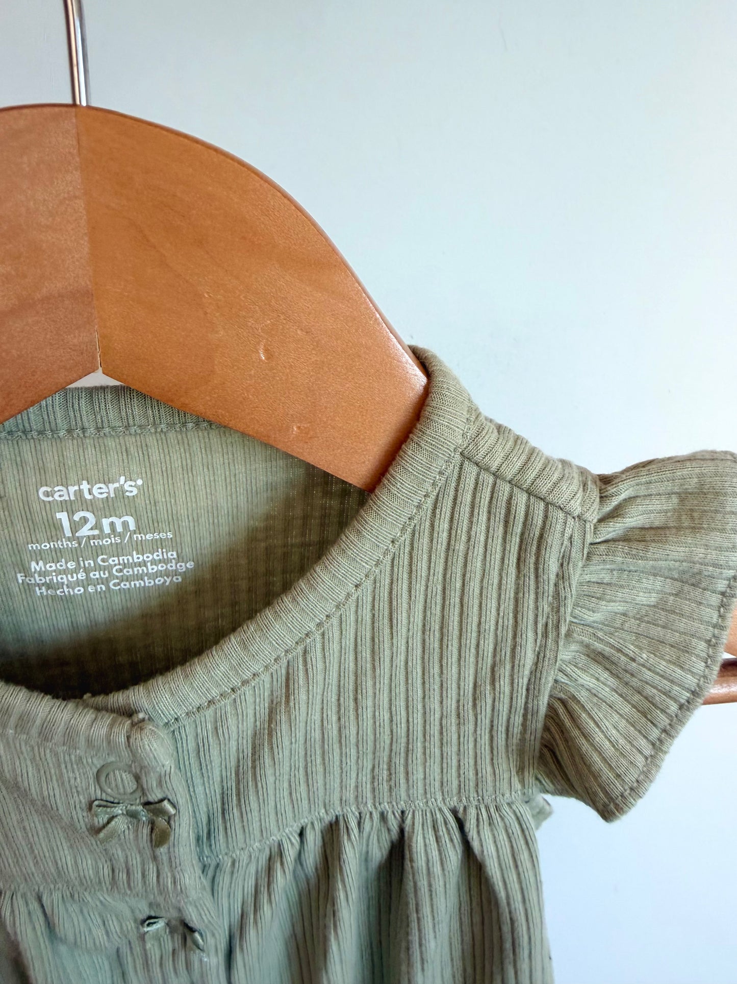 Sage Ribbed Romper / 12m
