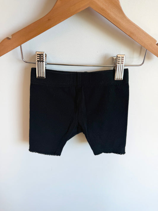 Black Lace Hem Shorts / 6-12m