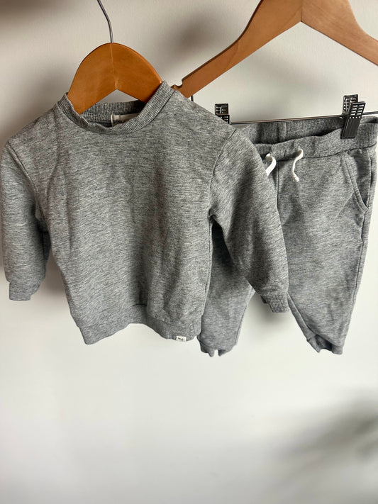 Miles Grey Crew + Joggers Set / 12m