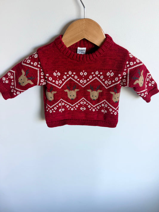 Red Knit Reindeer Sweater / 3m