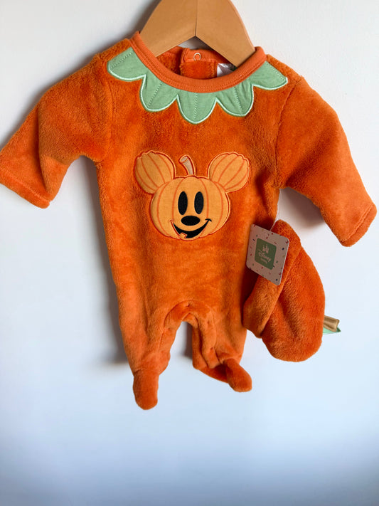 Mickey Pumpkin Sleeper + Toque Set (With Tags) / 0-3m