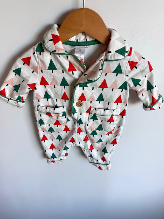 100% Cotton Festive Tree Sleepwear / 0-3m