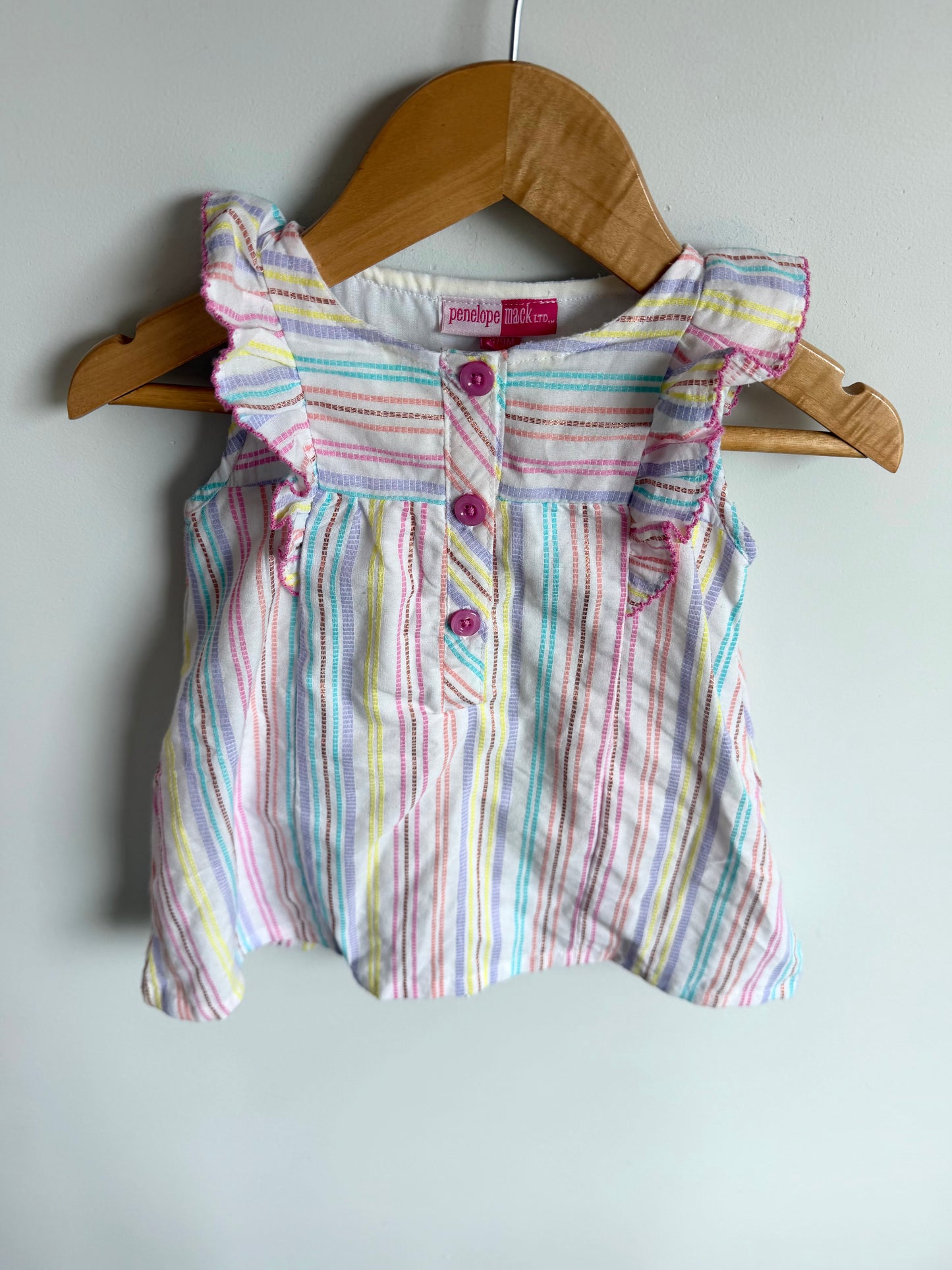 Striped Ruffle Bodysuit Dress / 6-9m