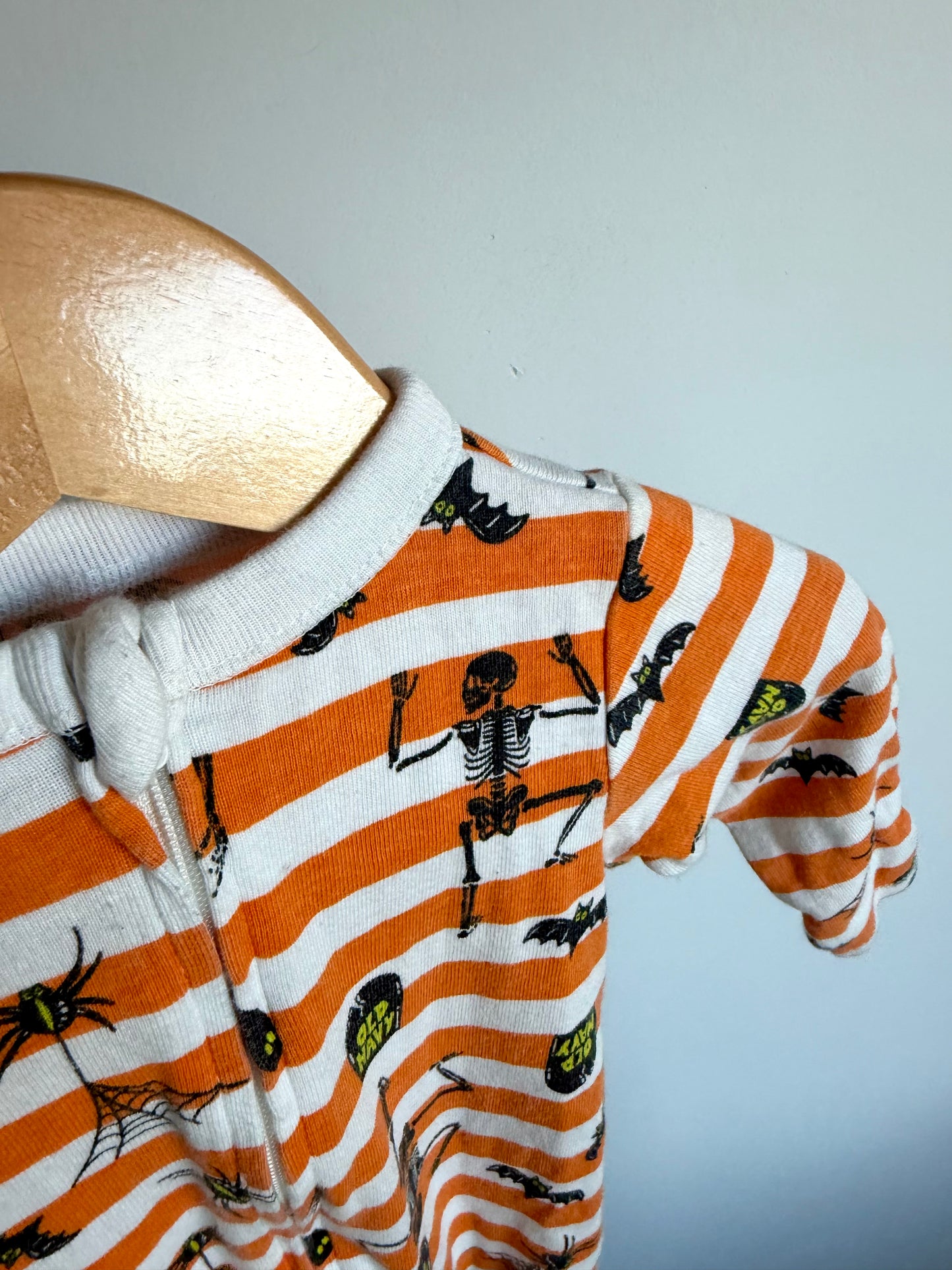 Orange Stripe Skeleton 2 Way Zip Sleeper / 0-3m