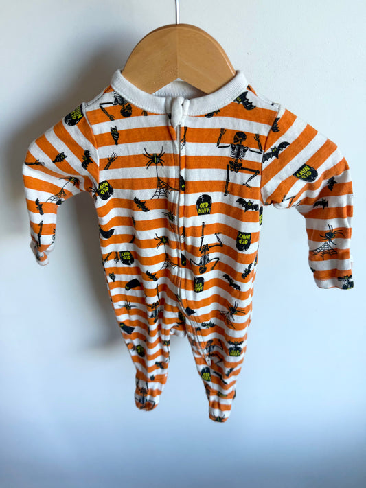 Orange Stripe Skeleton 2 Way Zip Sleeper / 0-3m