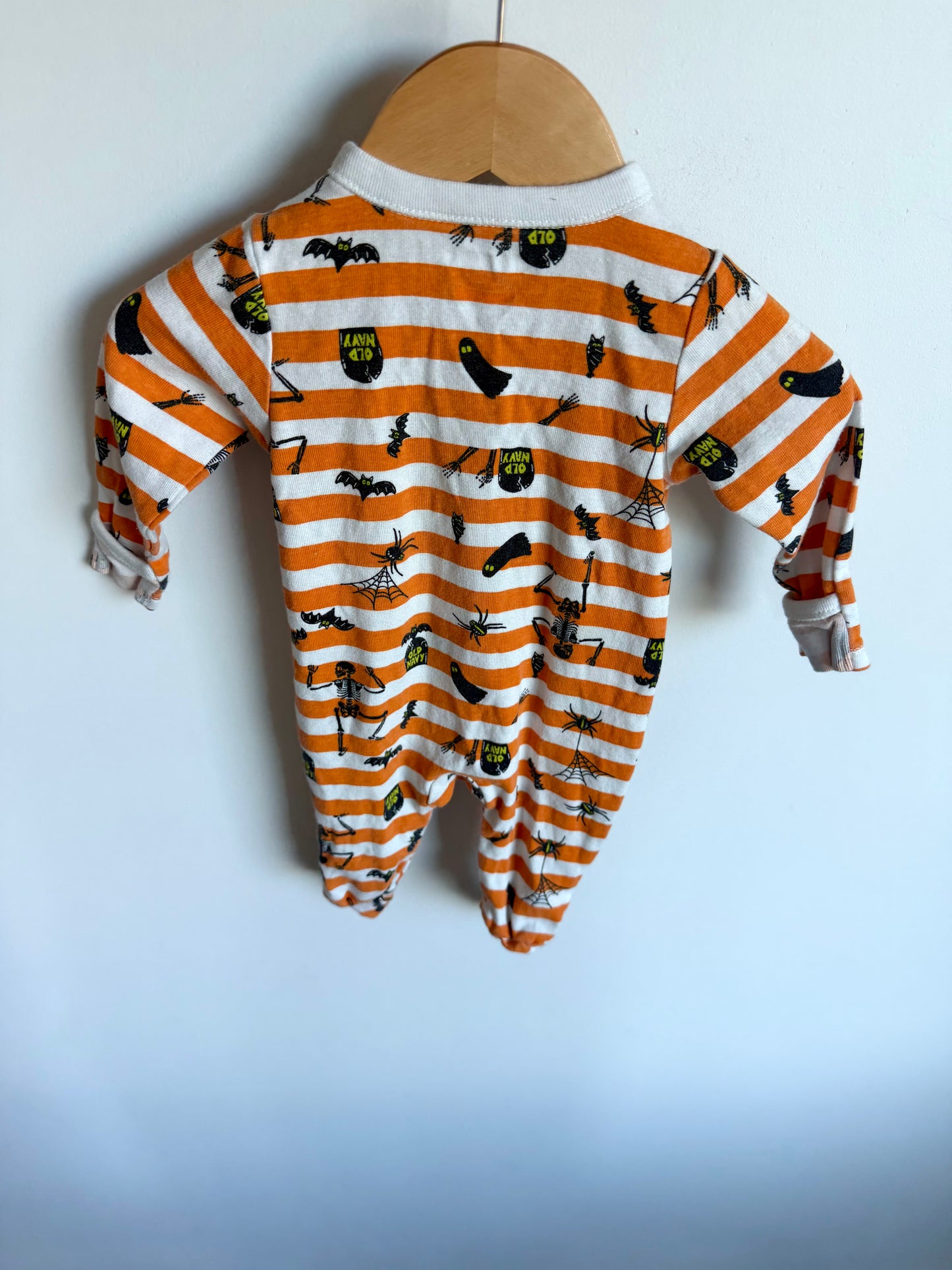 Orange Stripe Skeleton 2 Way Zip Sleeper / 0-3m