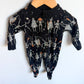 Black Skeleton Pattern 2 Way Zip Sleeper / 0-3m