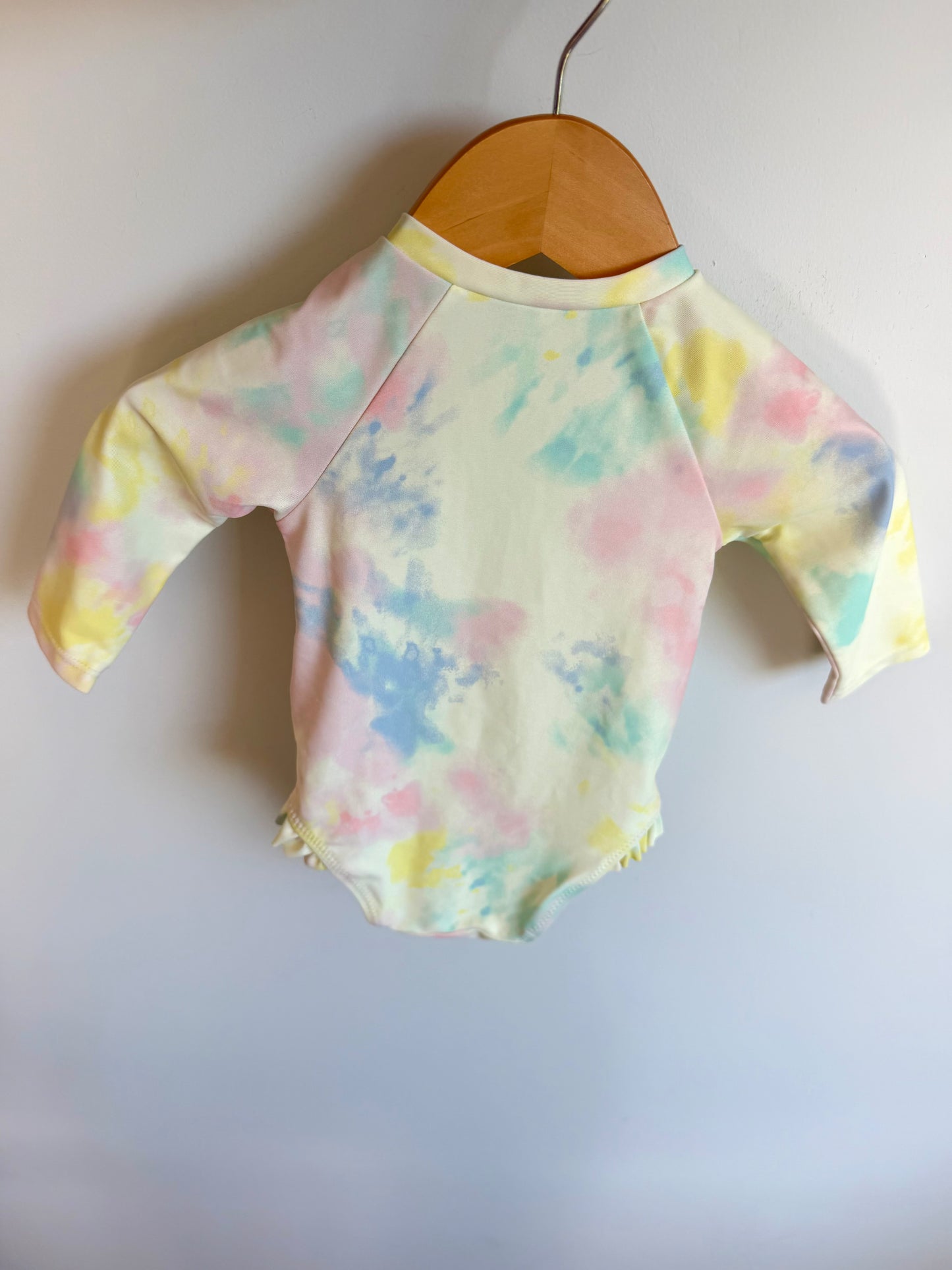 Pastel Tie Dye Long Sleeve Swim Suit / 3-6m