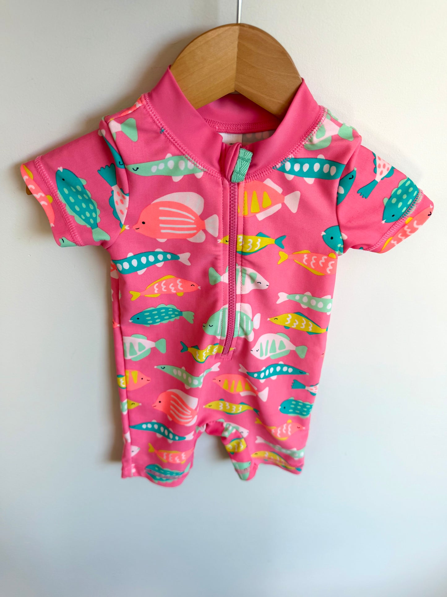 Pink One Piece Fish Swim Suit / 6m