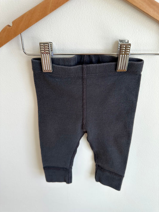 Organic Cotton Black Ribbed Pants / 3-6m