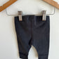 Organic Cotton Black Ribbed Pants / 3-6m