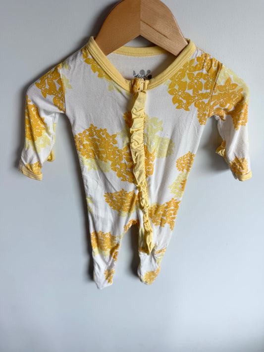 KicKee Pants Bamboo Yellow Floral Sleeper / 0-3m