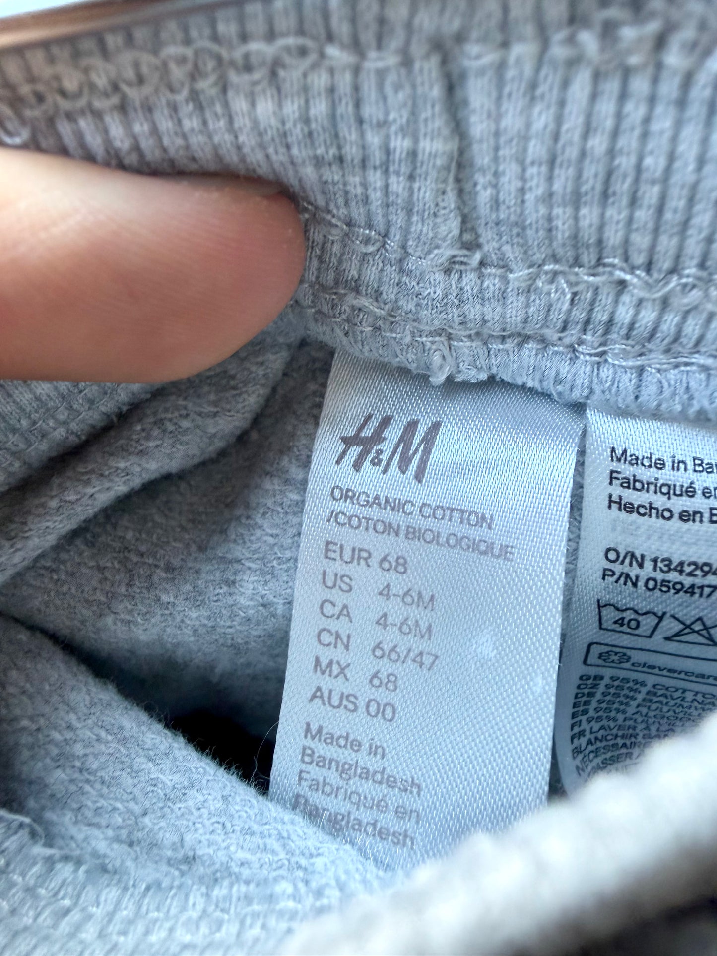 H&M Grey Organic Cotton Pants / 4-6m
