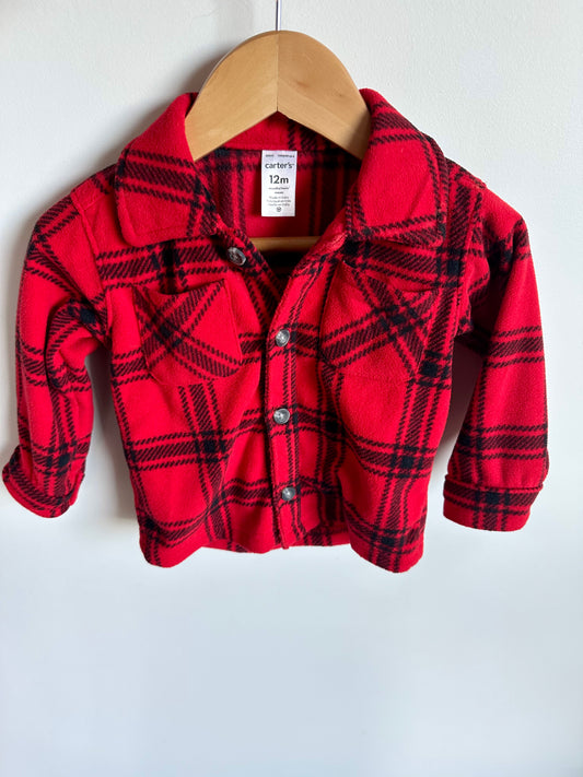 Fleece Red Checkered Sweater / 12m