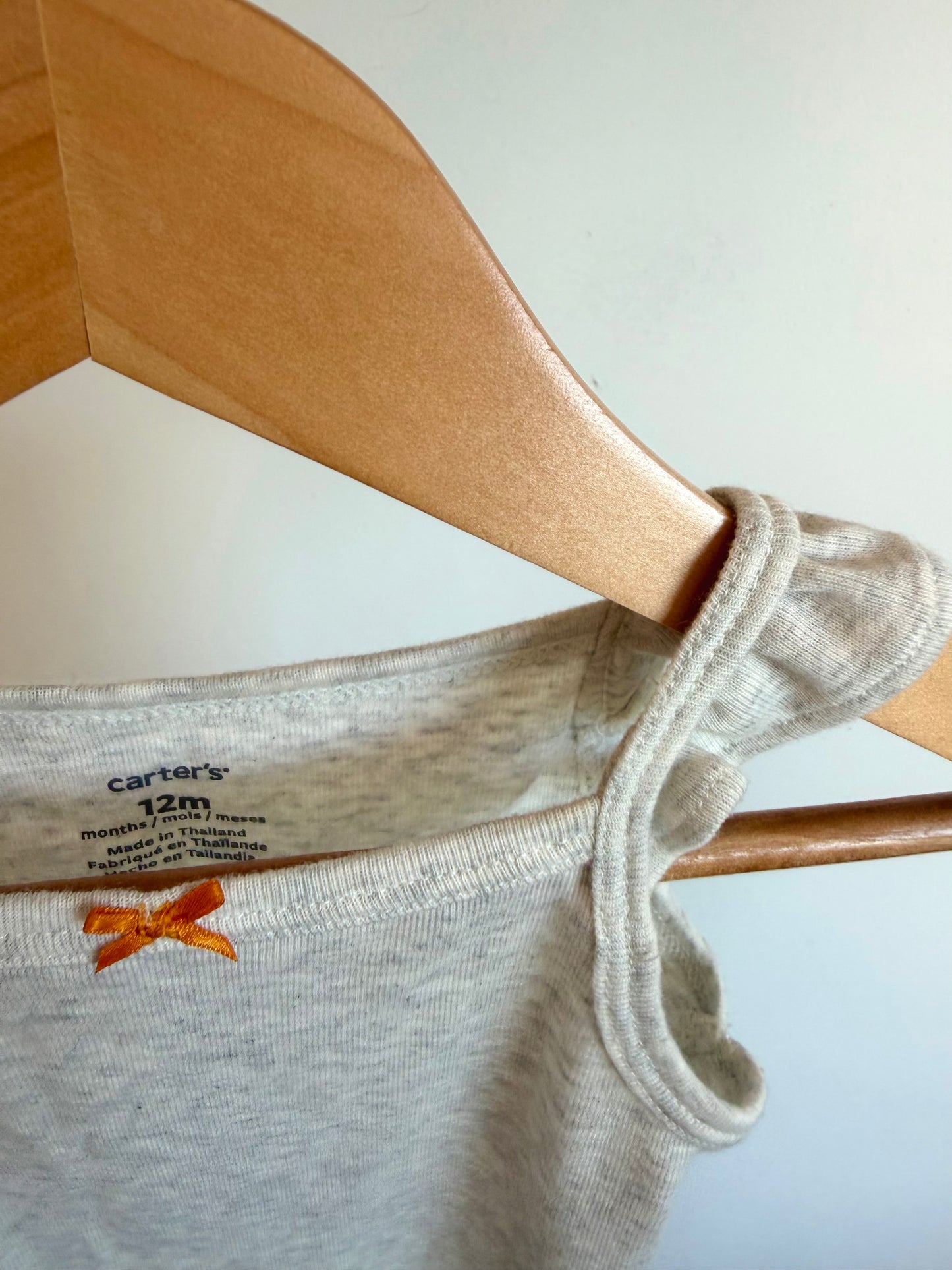 Grey Bow Bodysuit / 12m