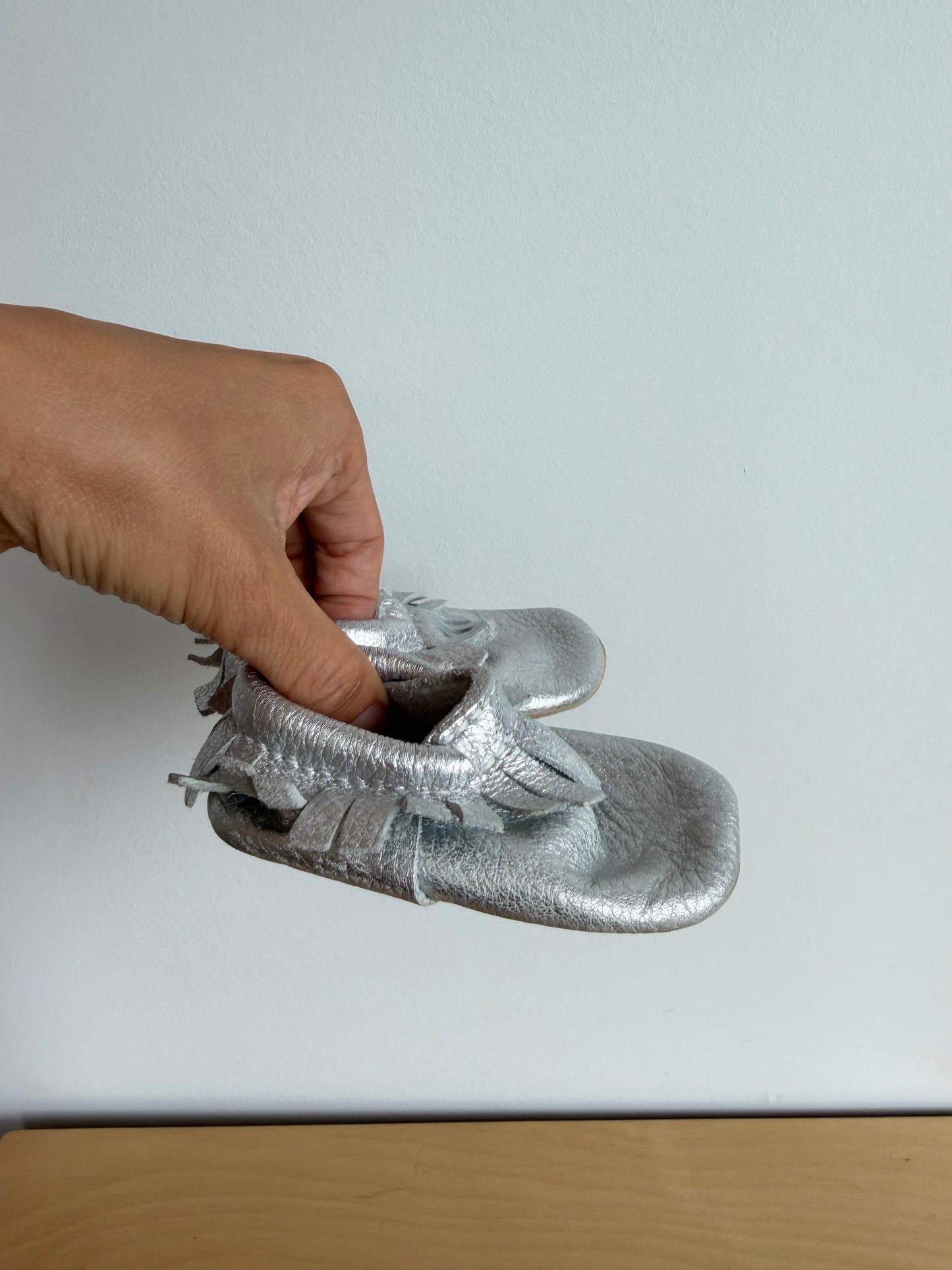 Silver Soft Sole Shoes / Size 3 Infant?