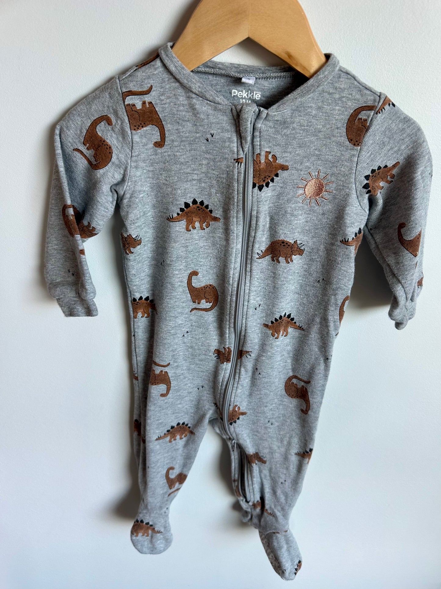 Grey Dino Footed Sleeper / 12m