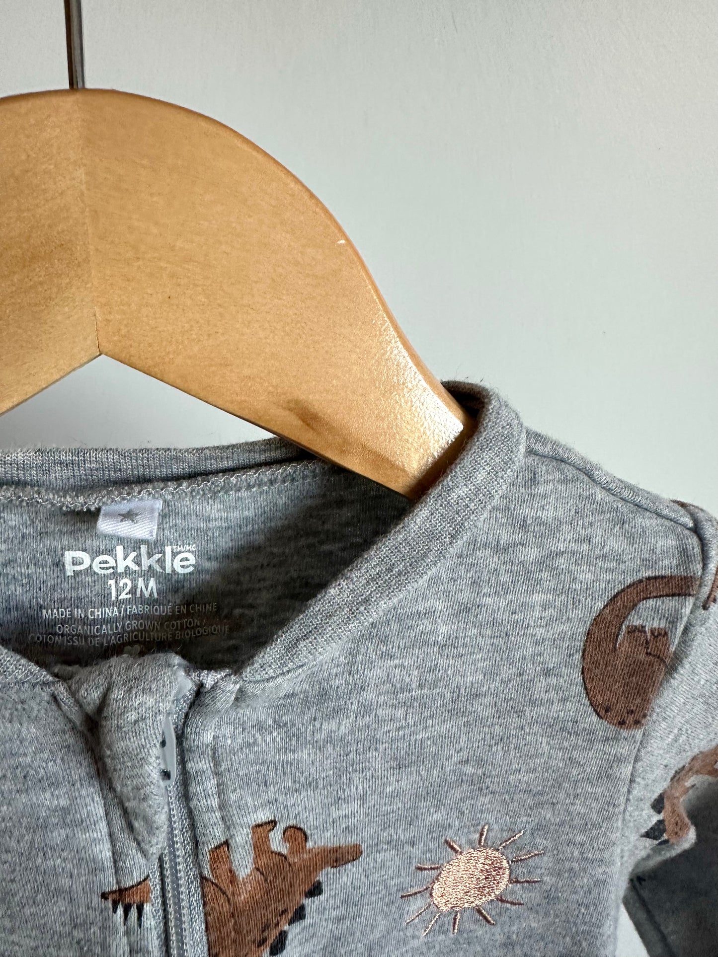 Grey Dino Footed Sleeper / 12m