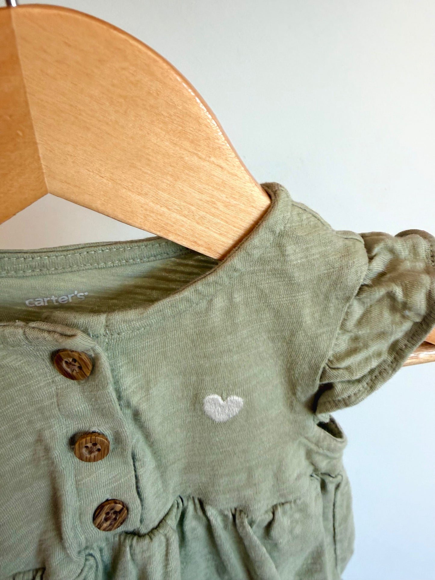 Sage Heart Bodysuit Dress / 9m
