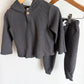 Grey Waffle Knit Hoodie + Pants Set / 24m