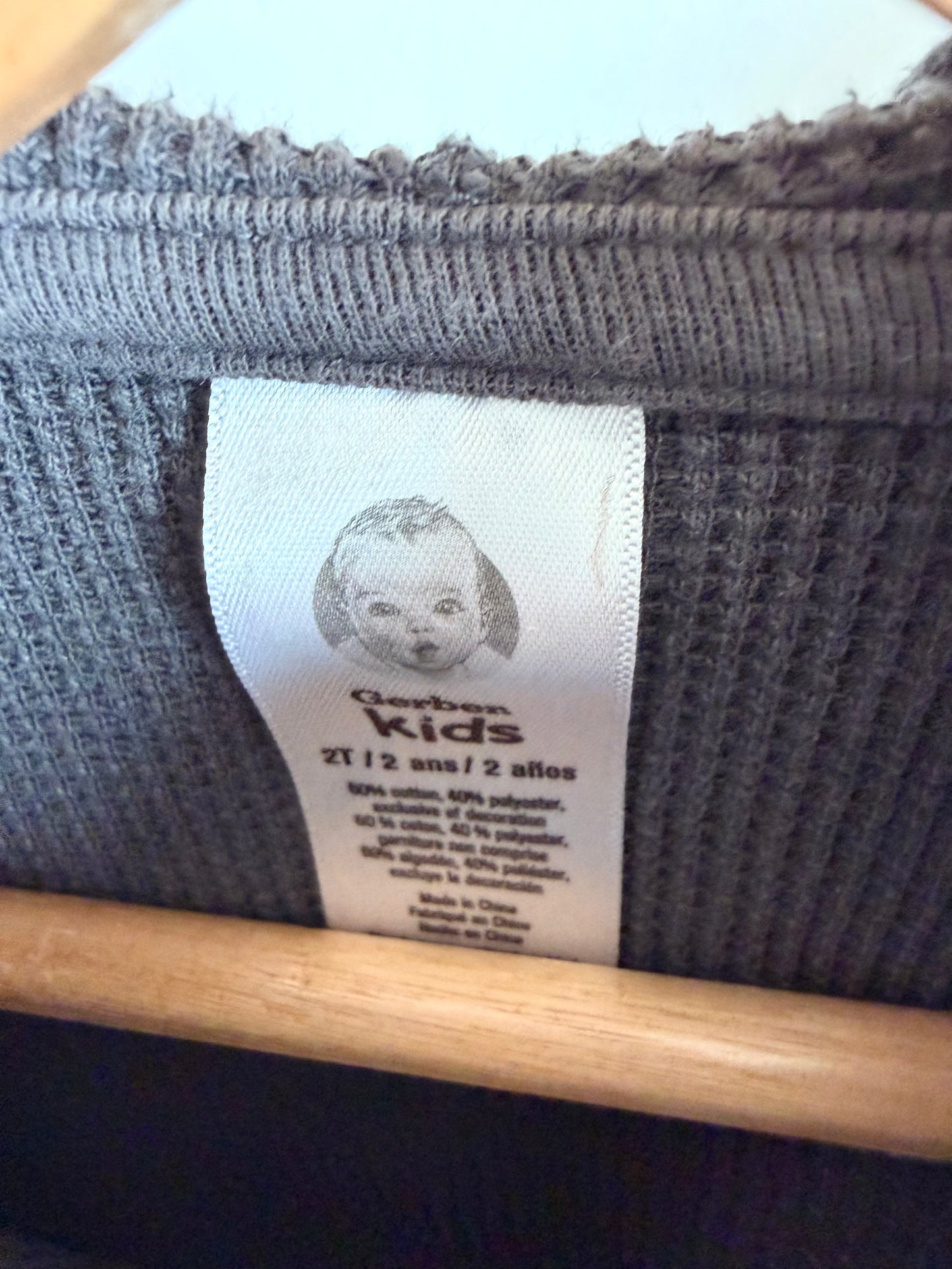Grey Waffle Knit Hoodie + Pants Set / 24m