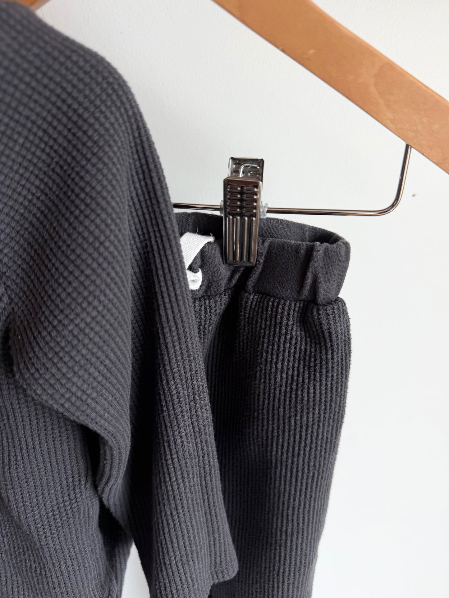 Grey Waffle Knit Hoodie + Pants Set / 24m