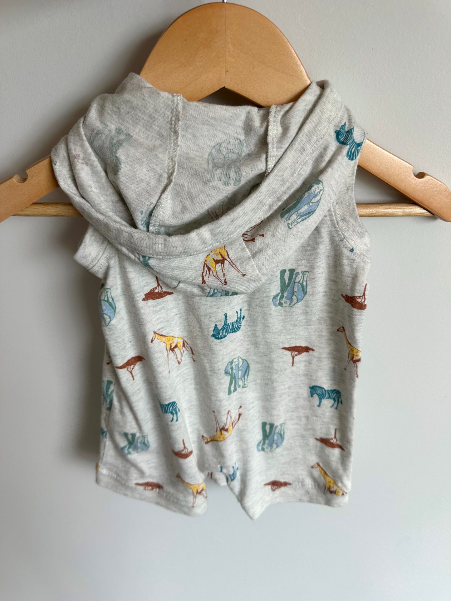 Safari Animals Hooded Romper / 0-3m