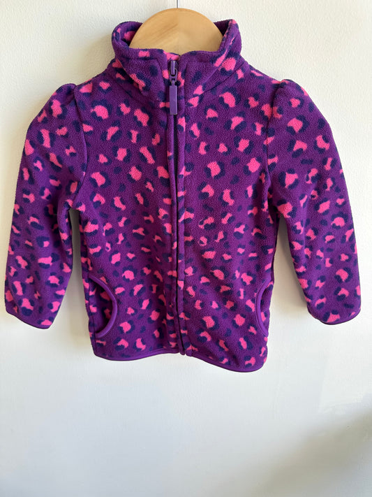 Purple Animal Print Zipper Sweater / 2T