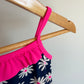 Pink Trim Floral Navy Swimsuit / 6-12m