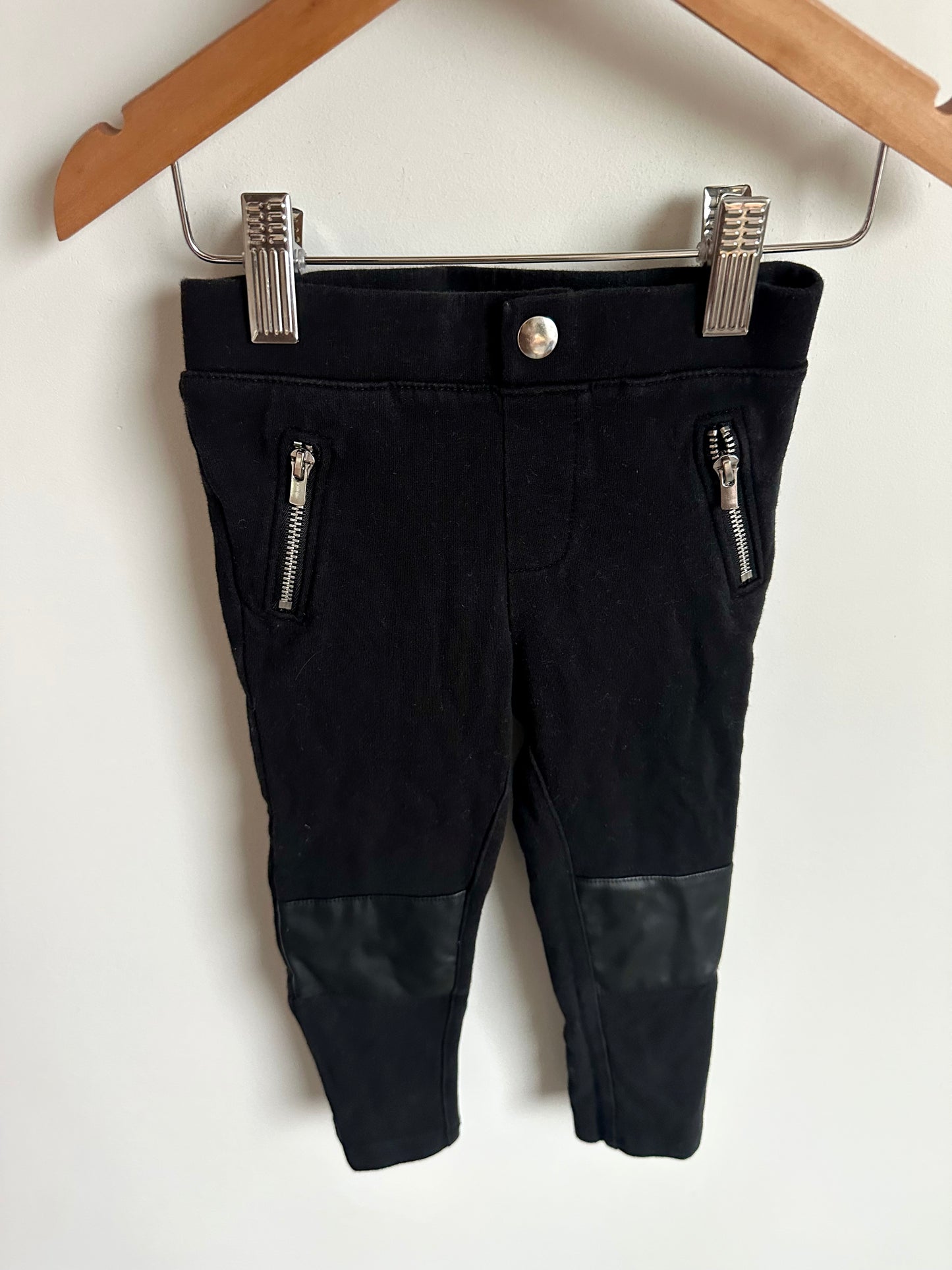 H&M Black Pants with Silver Zippers / 2-3T