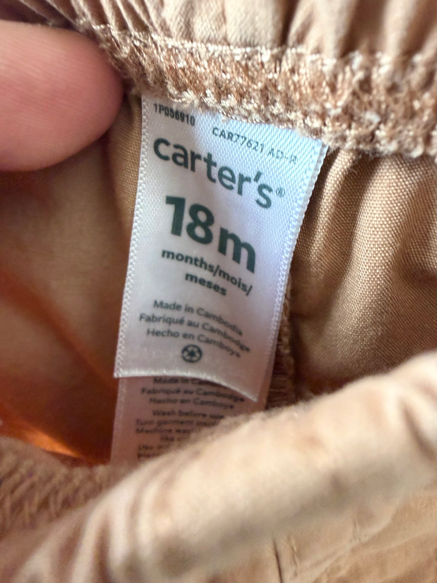 Tan 100% Cotton Shorts / 18m