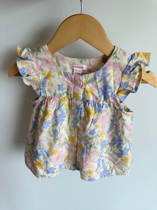Periwinkle Ruffle Sleeve Floral Tunic Top / 12-18m