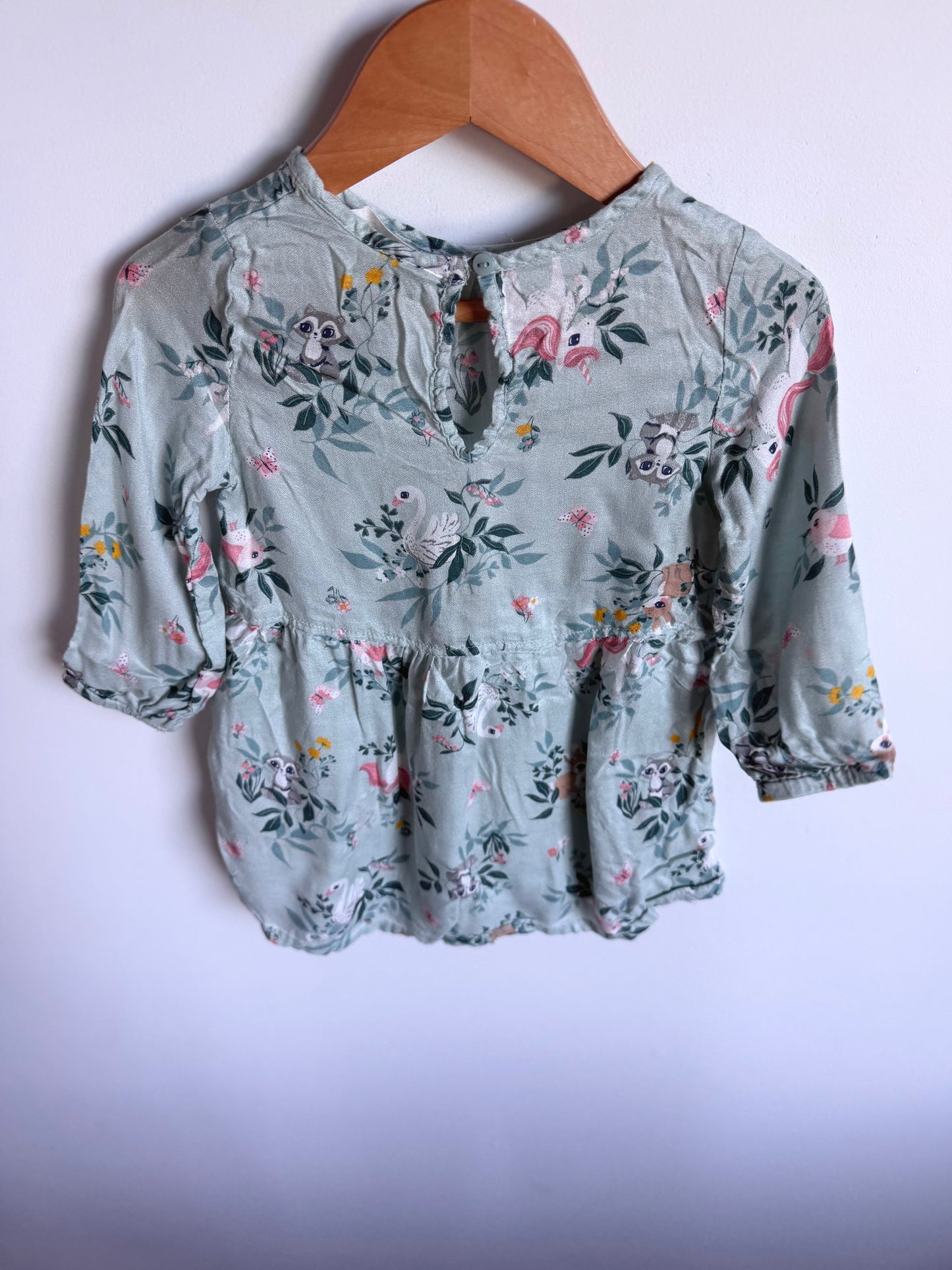 Woodland Animals Long Sleeve Dress  / 18-24m