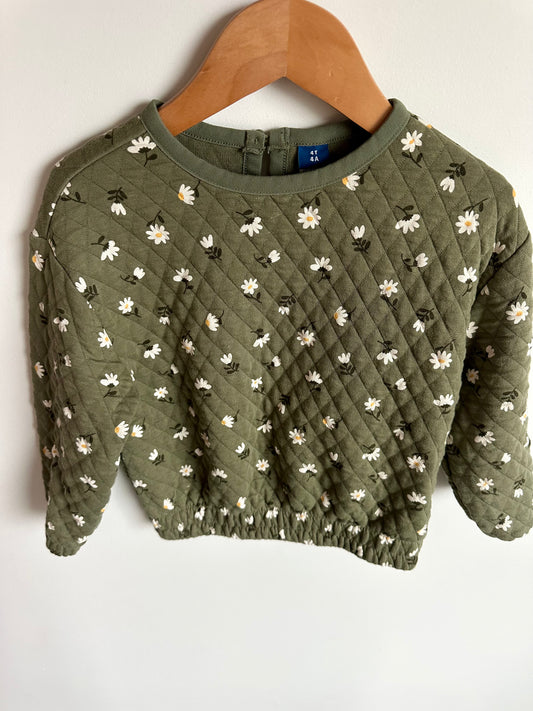 Green Daisy Sweater / 4T